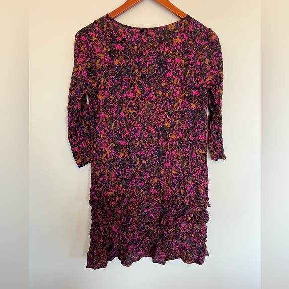 Axara Paris Floral Ruffle Dress Pink Purple Black Size 42 - Picture 6 of 6